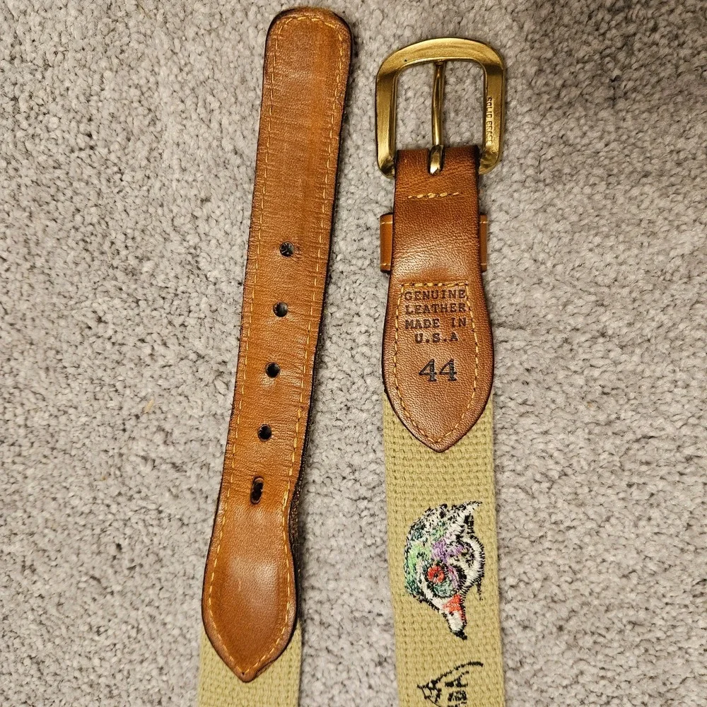 VTG Al Agnew Embroidered Canvas Belt – Wood Duck Design – Size 44 – Made in‎ USA